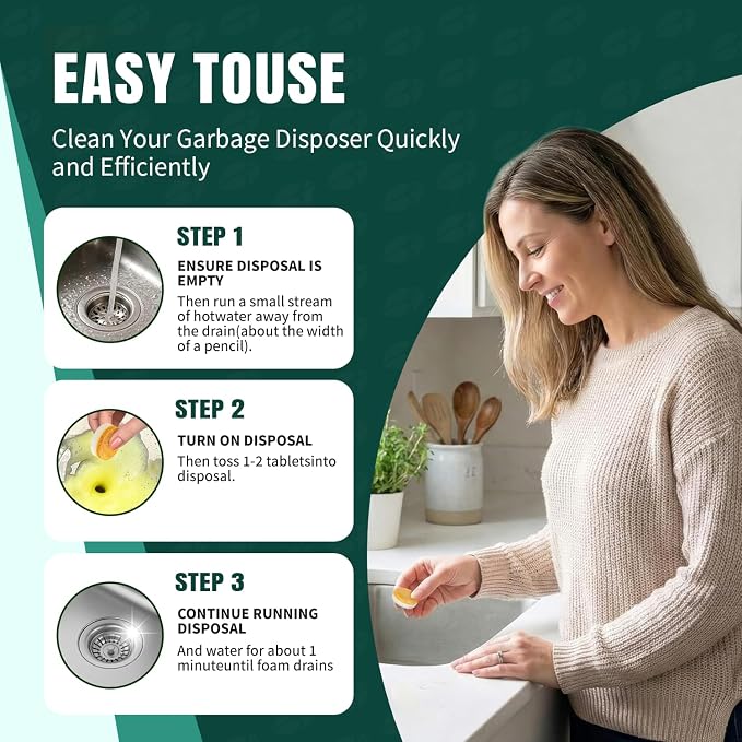 Garbage Disposal Cleaner Deodorizer Tablets 6 Pack Sink Freshener Kitchen | Deep foaming clean, Fresh scent, All disposal compatible,Effortless maintenance
