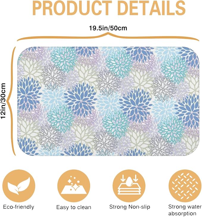 Kitchen Countertop Dish Drying Mat,Super Absorbent Coffee Bar Mat for Maker Espresso Machine, Anti-Slip Accessories for Kitchen Countertops 19x12 Inch
