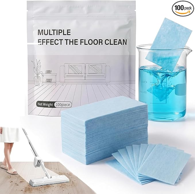 Floor Cleaning Tablets, 100 Count, Concentrated Multi-Surface Cleaner for Hardwood, Tile, Laminate & More (Blue Camellia)