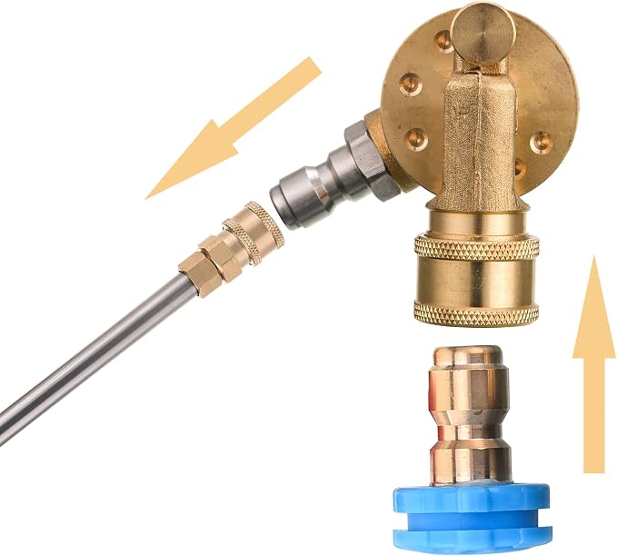 FIXFANS Pressure Washer Pivoting Coupler, Gutter Cleaner Attachment | 1/4” Quick Connect, 240 Degree with 7 Angles for Power Washer Spray Nozzle, 4500PSI