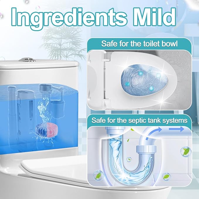 Msvvko Toilet Bowl Cleaner Tablets 40 Packs, Two Colors Toilet Bowl Cleaners with Sustained-Release Technology, Keep Bathroom Toilet Stain Free and Prevent Limescale Buildup, 106oz