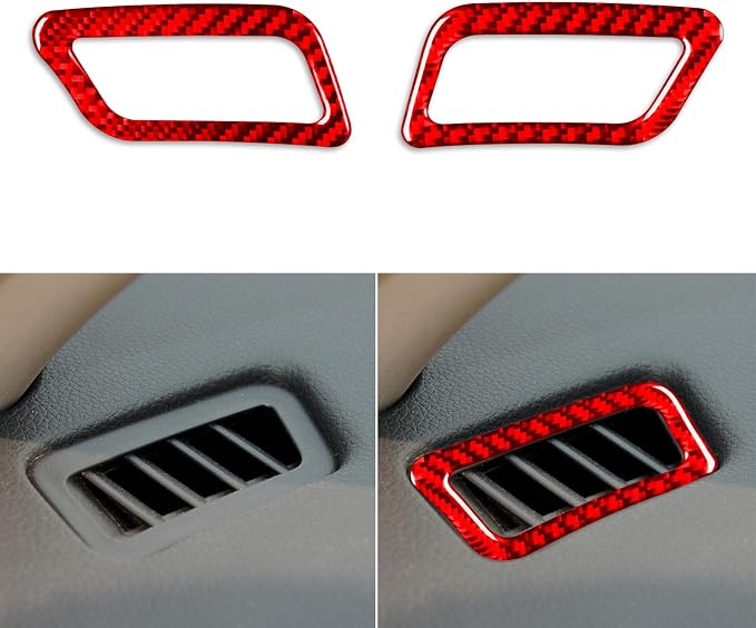 Red Real Carbon Fiber Trim for Nissan Rogue Accessories | for 2014-2020 / Rogue Sport 2017-2022 Dashboard Air Outlet Vent Sticker Interior Thick Overlay Decal