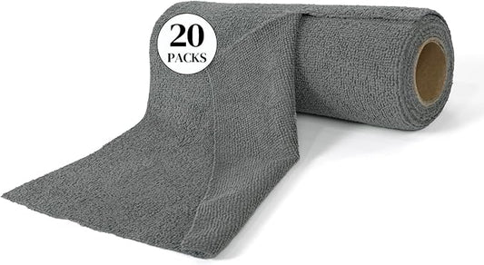 YoulerTex Reusable Cleaning Cloths Microfiber Towel: 50 Pack Washable Tear Away Cleaning Towels Roll - 12× 12 Absorbent Rags Drying Dishcloths for Kitchen House Car (20, Gray)