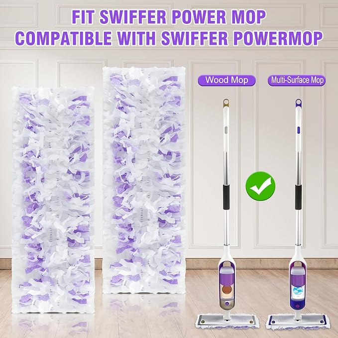 60 Pack Disposable Power Mop Refill Pads for Swiffer PowerMop | Trap Dirt and Pet Hair, Absorb Wet Messes, PowerMop Mopping Multi-Surface Pads for Wet Or Dry Cleaning on Hard Floors