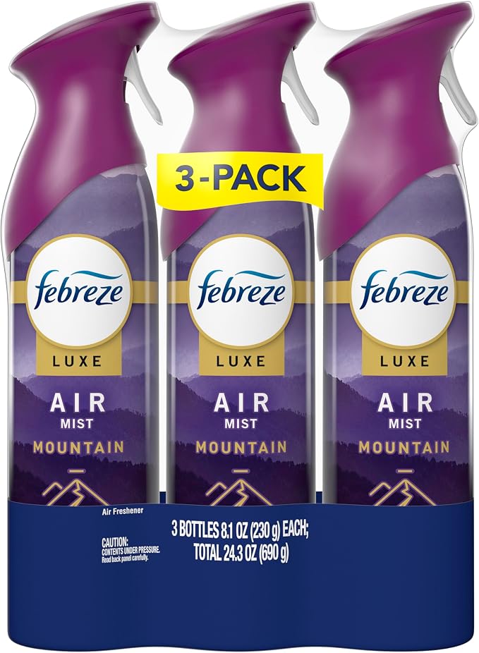 Febreze Air Mist, Air Freshener Spray, Odor Fighting Room Spray, Deodorizer for Home Bathroom Kitchen Office Apartment Dorm Room Classroom, Mountain Scent, 8.1oz (Pack of 3)
