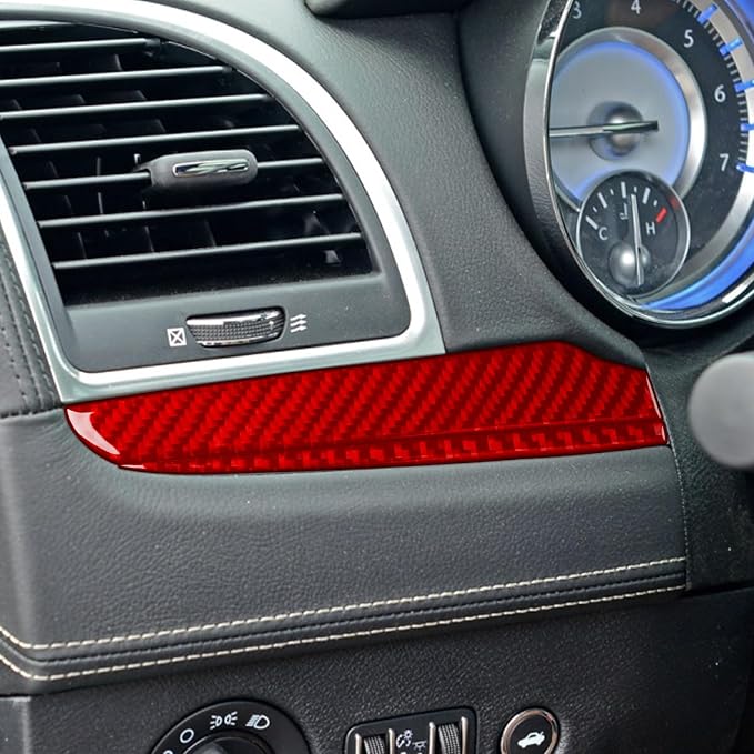 Car Dashboard Panel Trim Stickers Fit for Chrysler 300 2011-2023 | for Chrysler 300 / 300C / 300S / Limited/Touring/Base 2011-2023|Red Real Carbon Fiber|Accessories|Thick Overlay|Anti-scratch