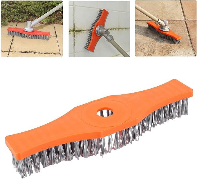 WALFRONT Deck Scrub Brush Outdoor Floor Scrub Brush Heavy Duty Anti Stick Nylon Material for Lawn Patio Driveway Tile Concrete Cleaning