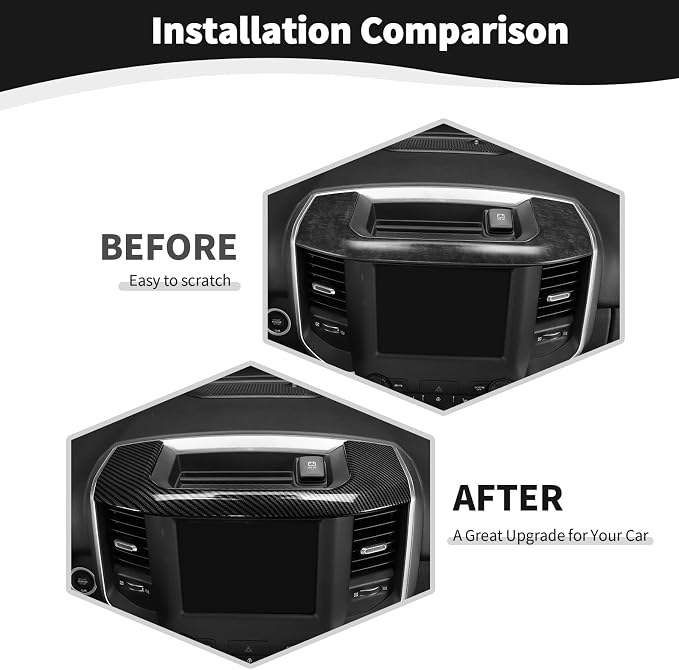 for RAM Center Dashboard Storage Bin Trim Cover Fit for RAM 2018-Present Black Carbon Fiber Interior Accessories