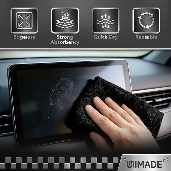 UNIMADE Microfiber Cleaning Cloth, 100 Pack Microfiber Towels for Cars Commercial Grade Work Rags Bulk Detailing Cloth for Automotive Bar Mechanic Restaurant Garage Housekeeping, 11.5"x 11.5", Grey