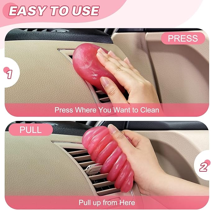 PULIDIKI Car Cleaning Gel Clean Putty Car Interior Cleaner Detailing Tools | Car Slime Cleaner Dust Cleaning Gel for Car Cleaning Supplies Car Essentials Car Gifts Car Accessories for Women Pink