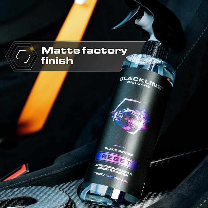Blackline Luxury Scented Interior Cleaner Reset Deep Cleans & Deodorizes All Surfaces, pH-Neutral High-Foam Formula, Long-Lasting Premium Fragrance for Cars (16 Fl Oz, Italian Leather)