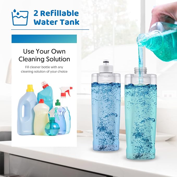 Spray Wet Mops for Floor Cleaning: Floor Mop with 2 Refillable Bottles | 5 Washable Pads for Swiffer Powermop, 360° Rotating Head, Commercial Dust Mop, for Hardwood Laminate Vinyl Wood Tiles Ceramic