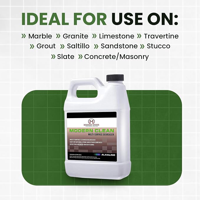 Modern Clean – Professional Alkaline Stone, Tile & Grout Deep Cleaner & Degreaser Concentrate (Dilution-Based Strength)