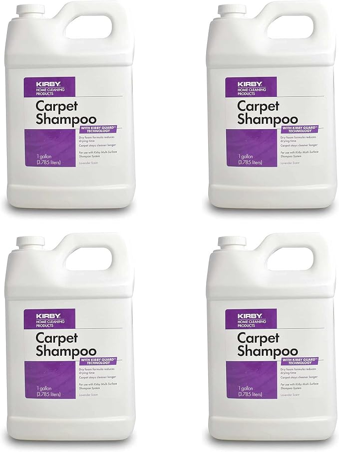 Kirby Carpet Shampoo – 1 Gallon (Pack of 4) | Deep Cleaning Solution for Carpets & Rugs, Lavender Scent, Residue-Free Formula