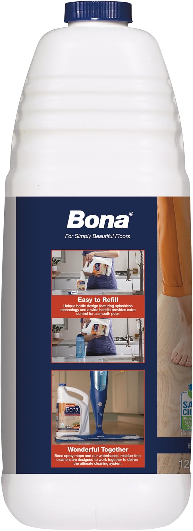 Bona Hardwood Floor Cleaner Refill - 128 fl oz - Cedar Wood Scent | Residue-Free Floor Cleaning Solution Spray Mop and Spray Bottle Refill - For Wood Floors