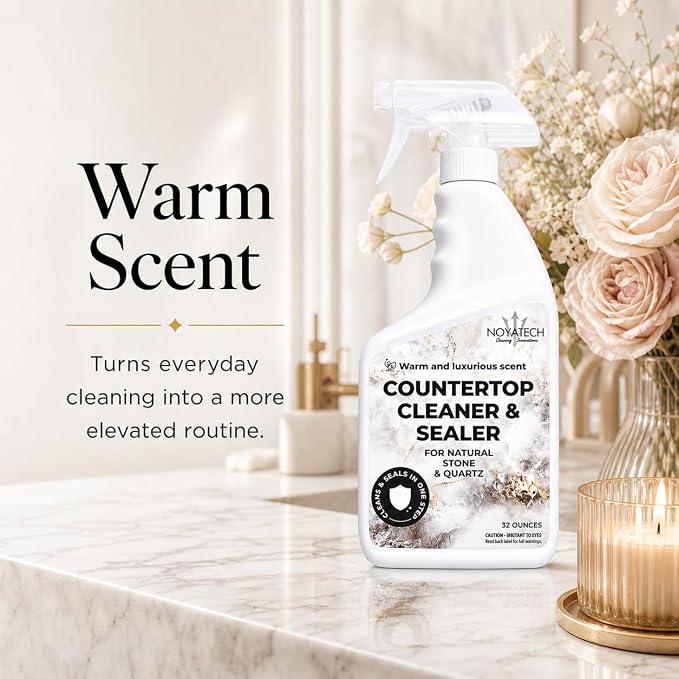 NOYATECH Countertop Cleaner & Sealer – Streak-Free Spray for Granite, Marble & Quartz | Cleans & Protects in One Step | Non-Toxic, No Film
