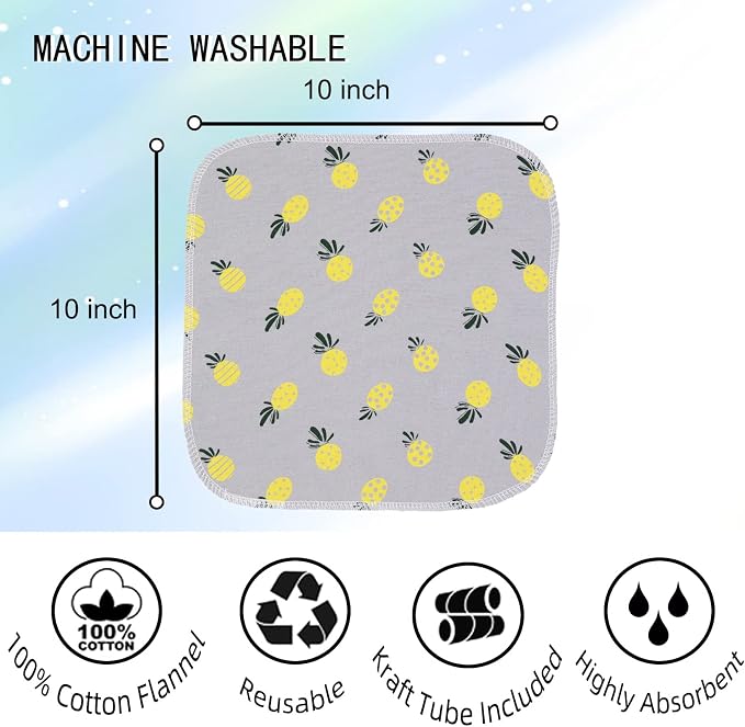 Paperless Towels Roll Washable Cotton Cloth, Reusable Paper Towels - 25 Pack with Durable Cardboard Roll - 10" X 10" Zero Waste Reusable Napkins Eco Friendly