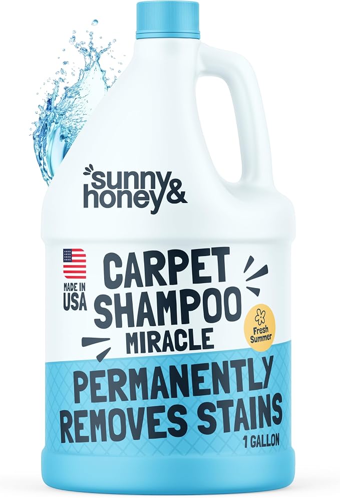 Sunny & Honey Carpet Cleaner Shampoo Solution for Machines, 1 Gal Summer | USA Made - Stain and Odor Eliminator - Cleans Carpets and Upholstery - For Upright and Spot Cleaners - Concentrated Formula