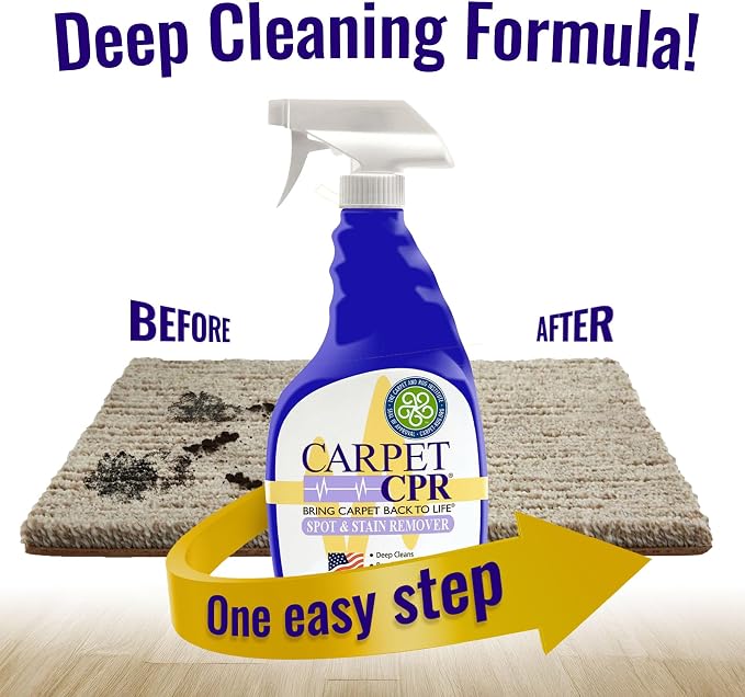 Carpet CPR Spot & Stain Remover (32 oz.) - Eliminates Stains & Odors On Carpet, Rugs, & Car Mats In Seconds, Removes Toughest Carpet Spots Permanently