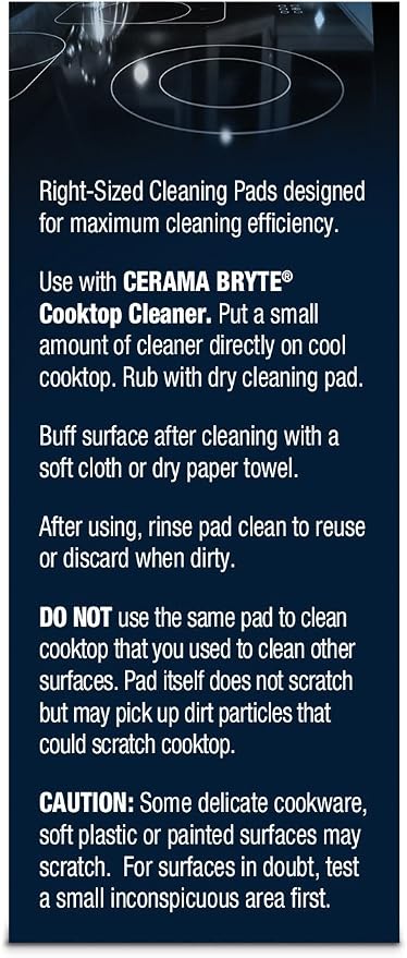 Cerama Bryte Cooktop Cleaning Pads, 50 Count for Glass-Ceramic Surfaces