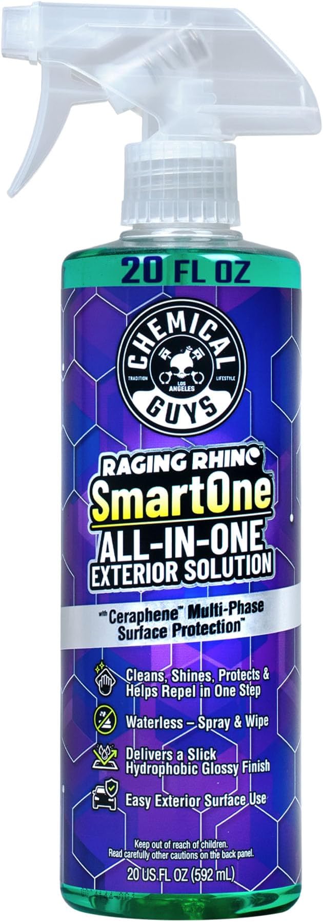 Chemical Guys, Raging Rhino All-in-One Exterior Detailer Spray, 20 oz | Waterless wash, quick detailer and spray wax in one step, cleans and shines paint, glass, wheels and chrome, slick gloss