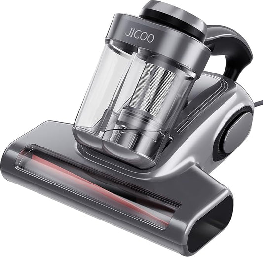 JIGOO Bed Vacuum Cleaner with Dust Sensor, Mattress Vacuum Cleaner with UV & Ultrasonic and High Heating, 13Kpa Suction 500W Powerful Double-Cup Handheld Vacuums (J300, Gray)