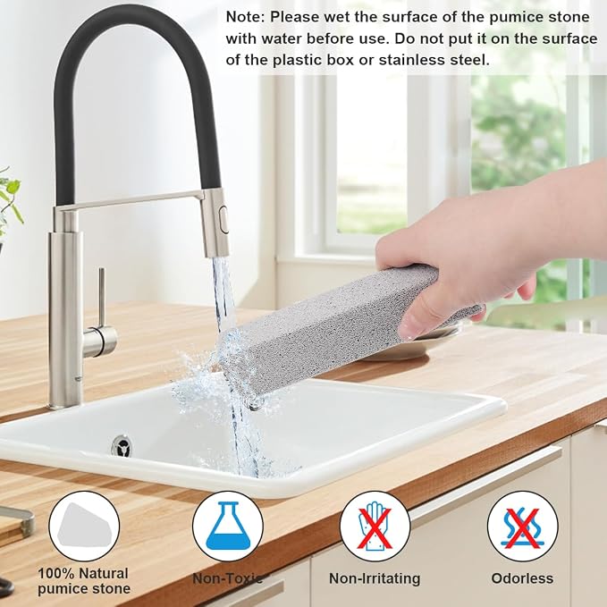 Herda 6 Pack Pumice Stone Toilet Bowl Cleaner, Powerfully Pumice Stick for Toilet Cleaning Hard Water Rings, Calcium Buildup, for Cleaning Stove, Tubs, Grills, Swimming Pools, Sinks（Without gloves）