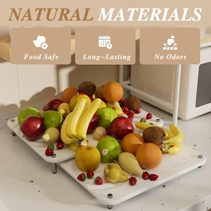 Pearl White 2Pcs Large Stone Dish Drying Mat with Acacia Wood Holder Stand for 1 Inch Cutting Board and Stone Drying Mat for Kitchen Counter Quick Dry Diatomaceous Earth Mat for Kitchen Counter