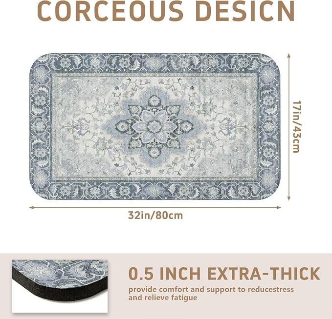Dish Drying Mat, Vintage Rustic Boho Kitchen Dishes Absorbent Pad, 17x32in | Eco-friendly diatomite with non-slip rubber backing. Super absorbent mat for kitchen counters, coffee bars & sinks