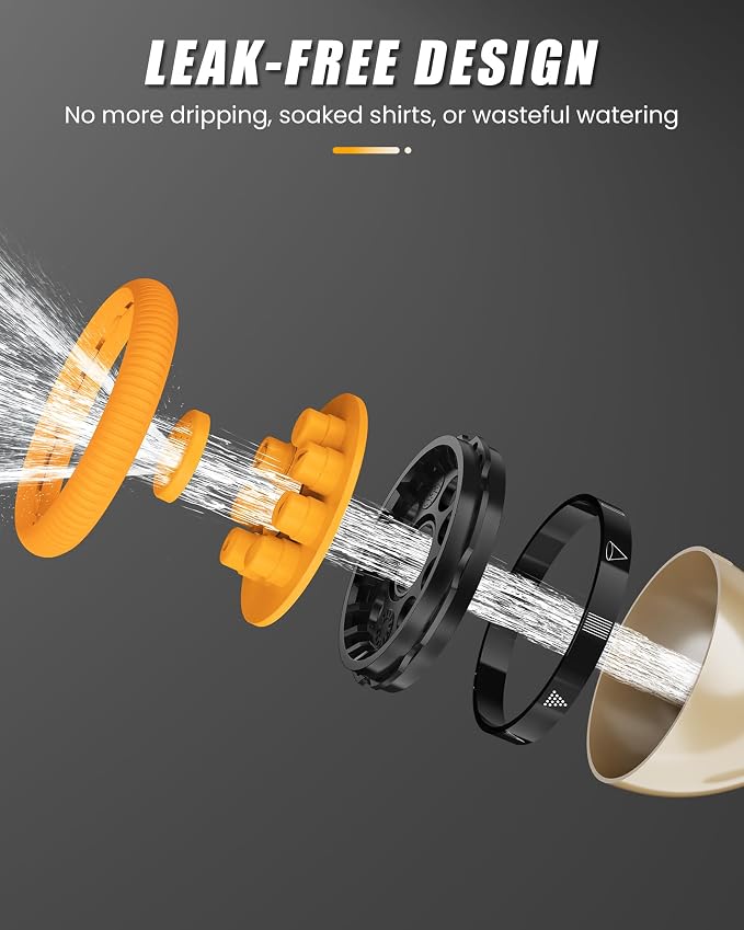 RAINPOINT Garden Hose Nozzle, Metal Hose Sprayer Nozzle With 9 Adjustable Spray Patterns, Heavy Duty Hose Sprayer for Watering Plants, Lawns, Car Wash, Pet Washing (1, Orange)
