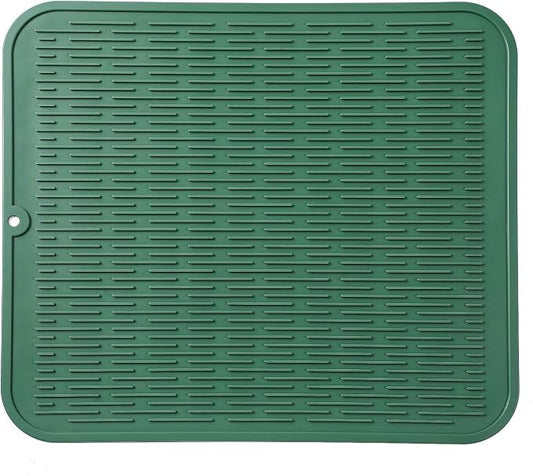 MicoYang Silicone Dish Drying Mat for Multiple Usage,Easy clean,Eco-friendly,Heat-resistant Silicone Mat for Kitchen Counter or Sink,Refrigerator or Drawer Liner Green XL 18 inches x 16 inches