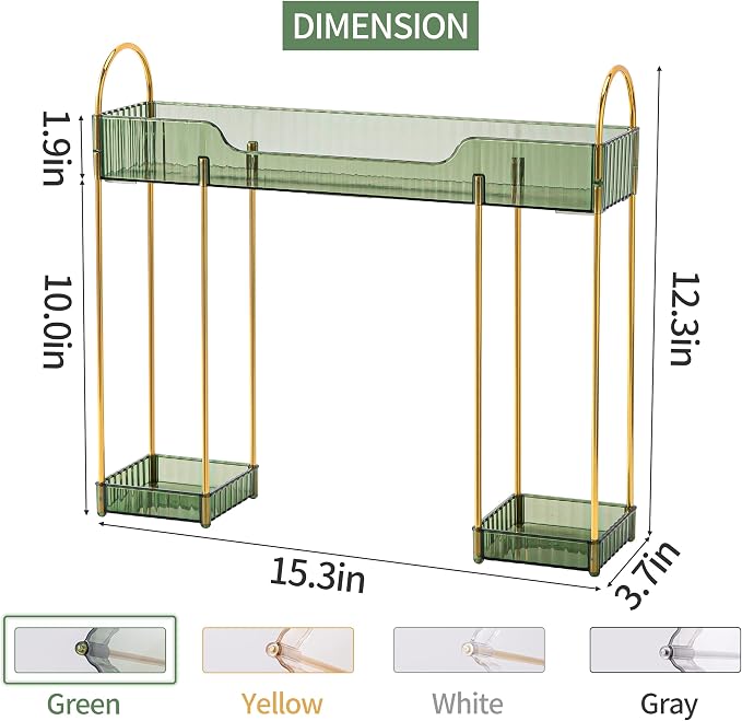 YCIA&DONE Bathroom Countertop Organizer Over The Faucet, Narrow Counter Organizers Above Sink, Table Mounted Faucet Sink Shelf for Kitchen, Toilet, Laundry(Vintage Green)