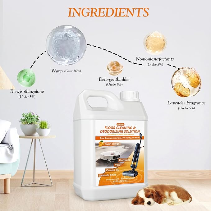 Floor Cleaning Solution- 85 FL OZ-Floor Cleaner for Mopping with Tineco,Deep Cleaning &Deodorizing for Roborock,Compatible with Saros Series,S8/S7 Series,Q Revo/Q Series,iFLOOR Series Wet Dry Vacuum