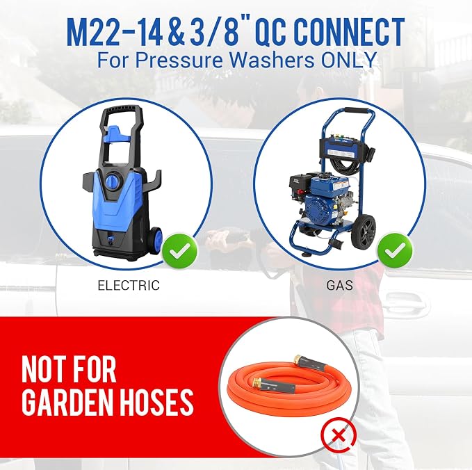 MEKOH Short Pressure Washer Gun, 4000 PSI High Power Washer Spray Gun, 10.5 GPM Foam Gun with 3/8'' Quick Connect, Stubby Pressure Washer Trigger Handle with M22-14mm Adapter for Extension Wand & Hose