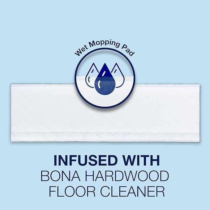 Bona Hardwood Floor Disposable Wet Cleaning Pads - 12 cleaning pads per pack - unscented - Use with Bona Mops - Residue-Free Floor Cleaning Solution for Wood Floors