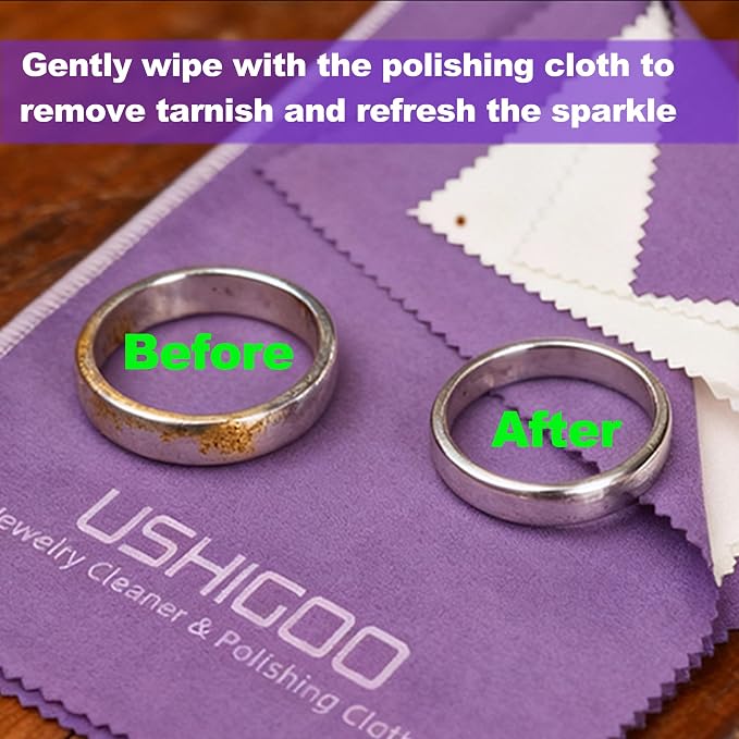 2pcs Jewelry Cleaner&Polishing Clothb for Ring,Earring,Watch and Coins Care | Sterling Silver Gold Platinum Tarnish Remover,Non-Toxic Eco Friendly,Jewelry Cleaning Cloth