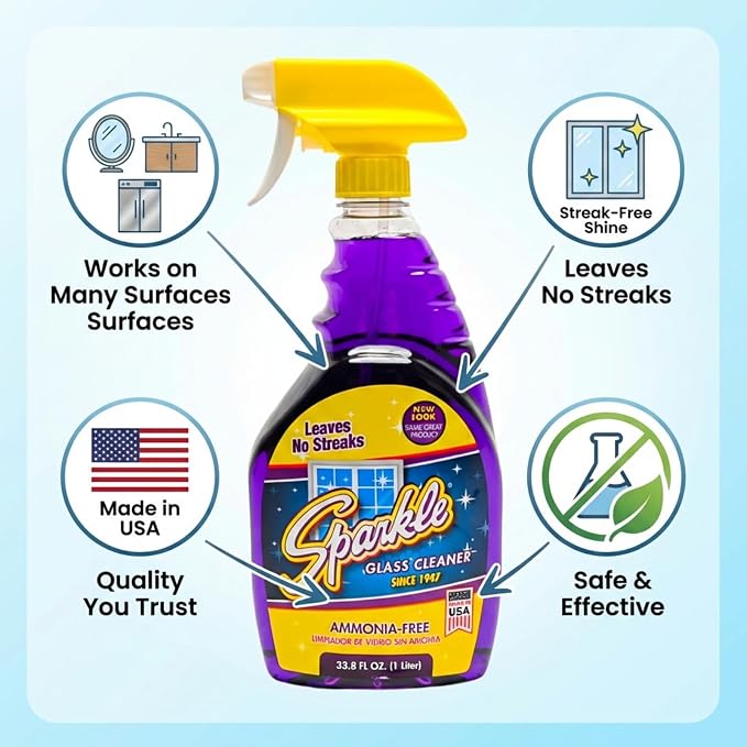 Sparkle Glass Cleaner, Ammonia-free, 33.8 oz. (Pack of 1)