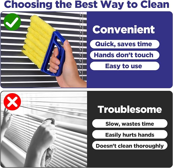 4 Pcs Blind Cleaner Tool 7 Finger Microfiber Window Blind Duster for Cleaning Washable Mini Blinds Cleaner Duster Tool for Cleaning Blinds, Ventilation Vents, Fans and Air Conditioner