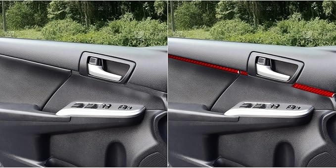 Real Carbon Fiber Trim for Toyota Camry Accessories | for 2012 2013 2014 Front Door Inner Decoration Panel Strip Interior Thick Overlay Decal 6PCs