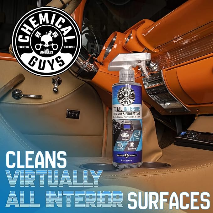 Chemical Guys, Total Interior Cleaner & Protectant, Leather & Vinyl, 16 oz | Cleans dashboards, seats, door panels, trim and glass in one step, leaving a fresh, streak-free, factory-style look