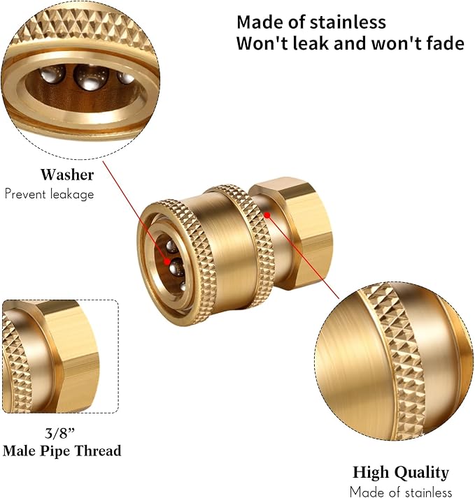 4 Sets NPT 1/4 Inch Pressure Washer Coupler Quick Connect Plug Male Female 1/4 Quick Connect Fittings Pressure Washer Adapters Accessories(Npt Internal Thread)