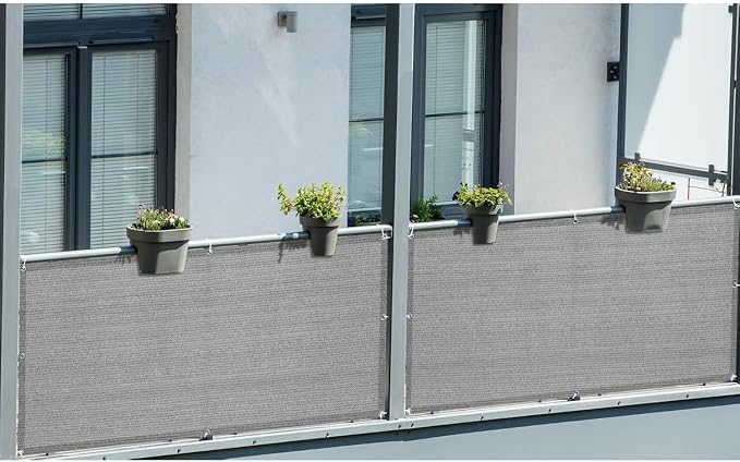 LOVE STORY 3.3' x 19.7' Balcony Privacy Screen Cover, Beige-Grey | HDPE Fabric, 95% UV Block, Fence Cover for Patio Deck, Railing Screen for Porch, Privacy Protective, Custom Size Available