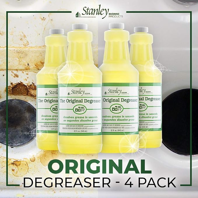 STANLEY HOME PRODUCTS Original Degreaser - Removes Stubborn Grease & Grime - Powerful Multipurpose Cleaning Solution for Home & Commercial Use (4 Pack)