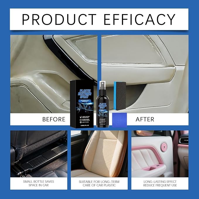 Car Black Trim Restorer Coating Polishing Repair | 120ml Trim Restorer Dust Spray for Automotive Truck SUV Sedan Exterior Bumper Door Panels Dashboard Seat