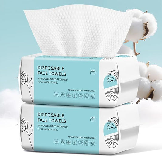 Face Towels, Disposable Face Towel 200 Count, Makeup Remover Dry Wipes, Soft Cotton Dry Wipes Facial Cloths Towelettes for Washing and Drying, Facial Tissue for Cleansing, Skincare