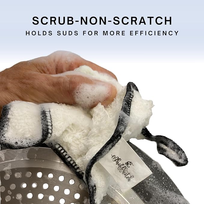 Whiffkitch Dishcloths Dishrags for Kitchen and Household Cleaning 6x7 6-Pack Non-Scratch 2-Ply Weave, Rayon Derived from Bamboo, Absorbent, Washable, Long-Lasting