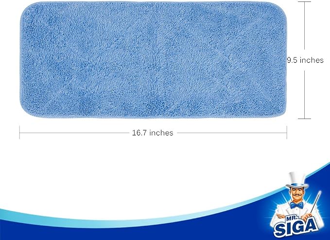 MR.SIGA Professional Microfiber Mop Refills, Pack of 3 | Microfiber side attracts fine dust and hair effectively, plush side is great for floor waxing, size: 42cm X 23cm