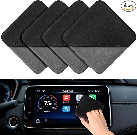 Hahafelt 4 Pcs Car Screen Cleaner Car Touch Microfiber Screen Cleaner Cloth Cleaning Wipes Interior Pad for Vehicle Dashboard LCD Accessories 4.13×4.13 Inches(Square)