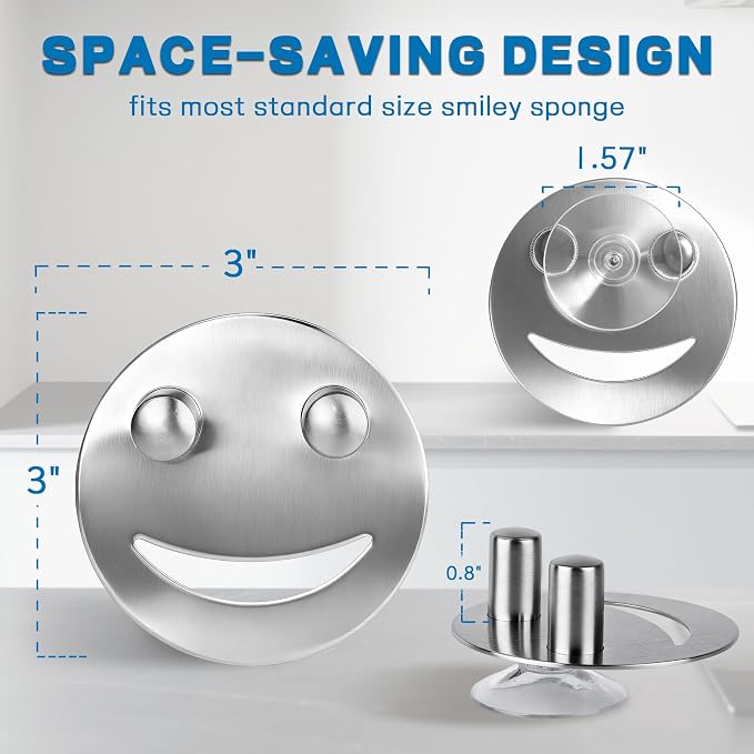 Discount Parts Direct Stainless Steel Sponge Holder For Scrub Daddy Mommy Sponge, Bathroom Kitchen Sink Caddy Organizer Storage with Suction Cup, Dishwasher Safe, Keep Sponge Dry, Silver, 2-Pack