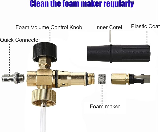 Tool Daily Short Pressure Washer Gun with Foam Cannon, 1/4" Quick Connect | 5 Power Washer Nozzle Tips Multiple Degrees, 1 Liter Soap Cannon, M22 Pressure Washing Gun, Not Compatible with GardenHose